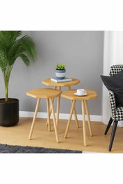 Hanah Home Peka-155 - Pino Set de Mesas Apilables